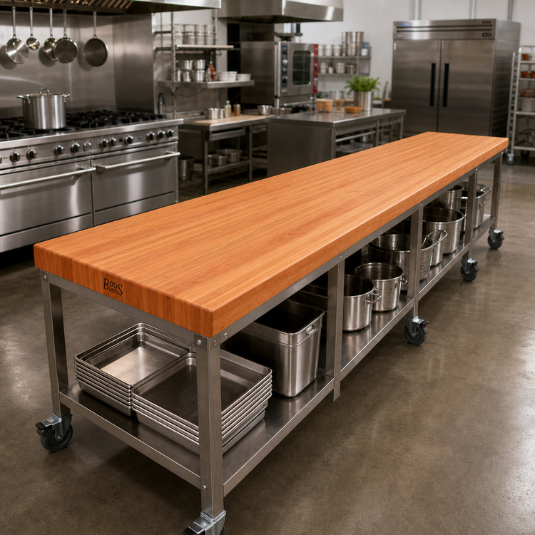 Product image #2 for Boos Block American Cherry Edge Grain Kitchen Countertop, 132 x 27 x 3 Inch, Full-Length Rails, Penetrating Oil Finish