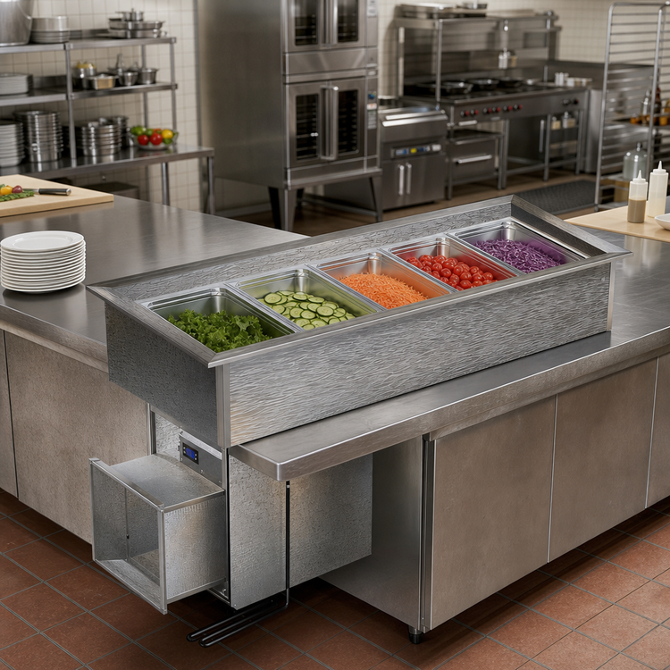 Product image #2 for Randell RCP-6 Drop-In Refrigerated Cold Pan, 6 Full-Size Pan Capacity, 82-1/8-Inch Wide