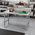 Thumbnail image #2 for Advance Tabco 60-Inch x 24-Inch Open Base Work Table with 10-Inch Backsplash, 304 Stainless Steel Top, and Galvanized Legs