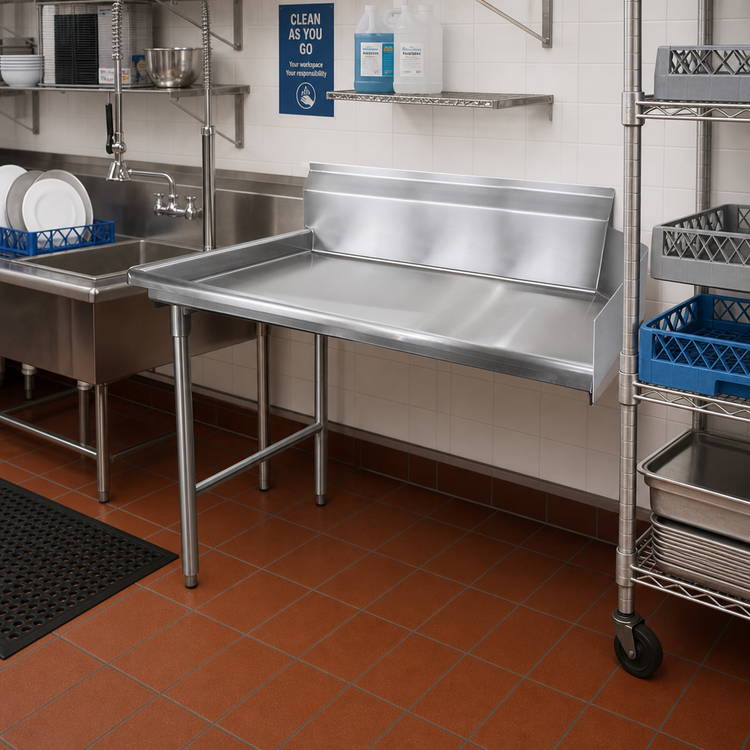 Product image #2 for Advance Tabco Left-Hand Straight Clean Dishtable with 10-1/2-Inch Backsplash