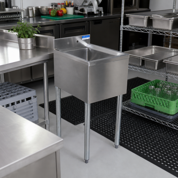 Product image #2 for BK Resources Underbar Dump Sink with 10" x 14" Bowl and 4" Splash, Stainless Steel