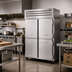 Thumbnail image #2 for True Spec Series 2-Section Pass-Thru Reach-In Refrigerator with 4 Half Front Doors and 2 Rear Swing Doors, Top-Mounted Self-Contained Refrigeration