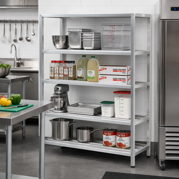 Product image #2 for New Age H.D. Series Freestanding Heavy-Duty Aluminum Shelving Unit, 4 Shelves, 60 x 20 x 72 Inches