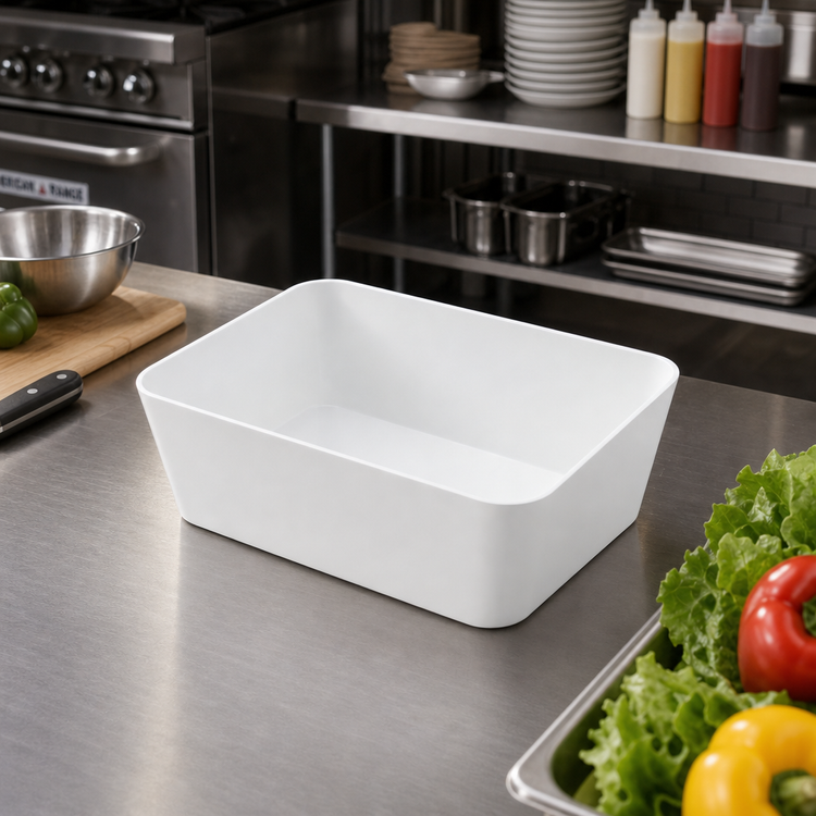 Product image #3 for American Metalcraft 38 oz Rectangular ABS Plastic Bowl, White