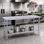 Thumbnail image #2 for Duke Manufacturing 416S-3672 72" W x 36" D Stainless Steel Work Table, 16-Gauge 400-Series Top, Open Undershelf, No Backsplash