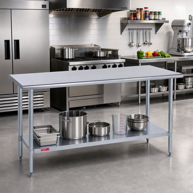Product image #2 for Duke Manufacturing 72-Inch x 36-Inch Stainless Steel Work Table with Undershelf, Flat Top