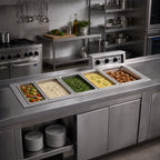 Thumbnail image #2 for Delfield N8773-D Drop-In Electric Hot Food Well, 5 Full-Size 12" x 20" Pans, Individual Infinite Controls, Wet/Dry, Insulated, With Drain