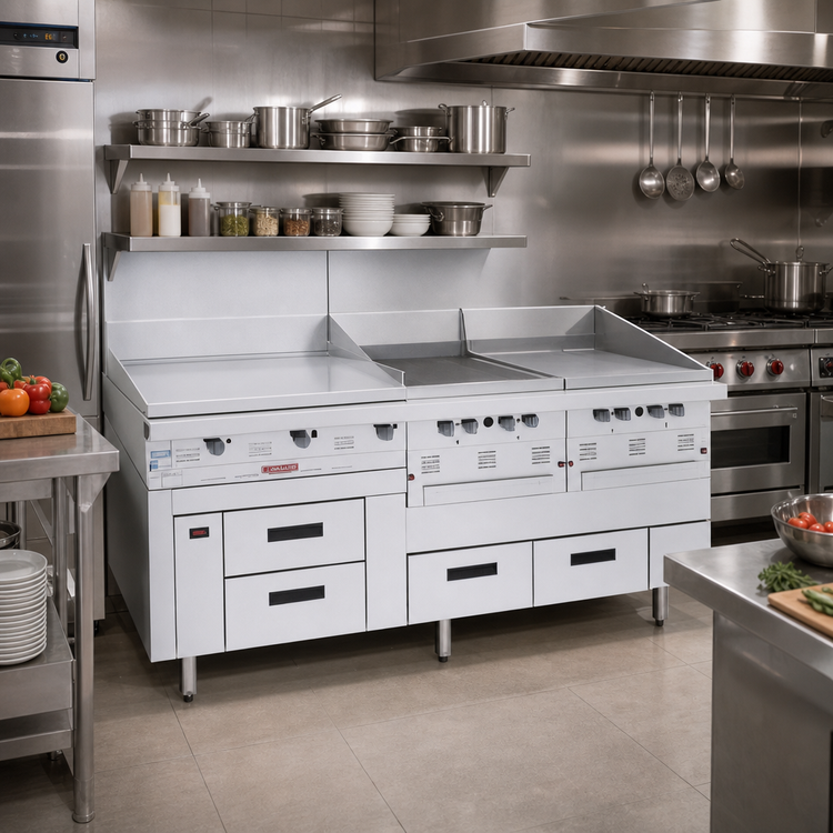 Product image #2 for Garland Arctic Fire 97-Inch Three-Section Self-Contained Refrigerator Base with 6 Self-Closing Drawers