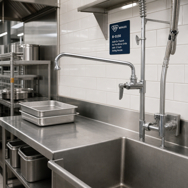Product image #2 for T&S Brass B-0156 Add-On Faucet for Pre-Rinse Units with 12 Inch Swing Nozzle