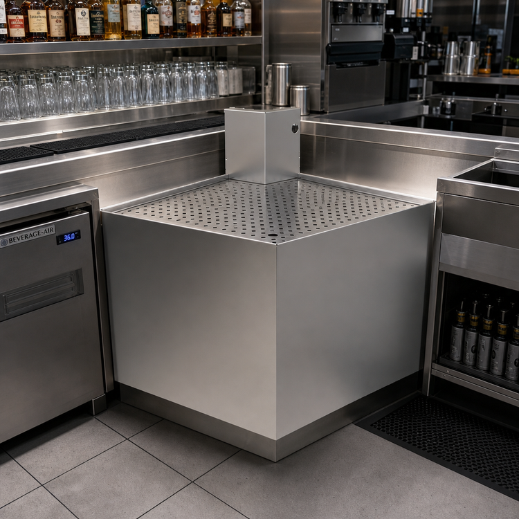 Product image #2 for Glastender Underbar Outside Wedge Corner Drainboard, 75° Angle, 19-Inch Deep, No Legs, Stainless Steel