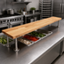 Thumbnail image #2 for John Boos 84-Inch x 12-Inch x 1-3/4-Inch Thick Edge Grain Northern Hard Rock Maple Steam Table Cutting Board with Adjustable Stainless Steel Supports
