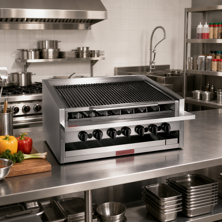Product image #2 for MagiKitch'n APM-RMB-624CR 24-Inch 4-Burner Low Profile Countertop Radiant Gas Charbroiler, 60,000 BTU/hr