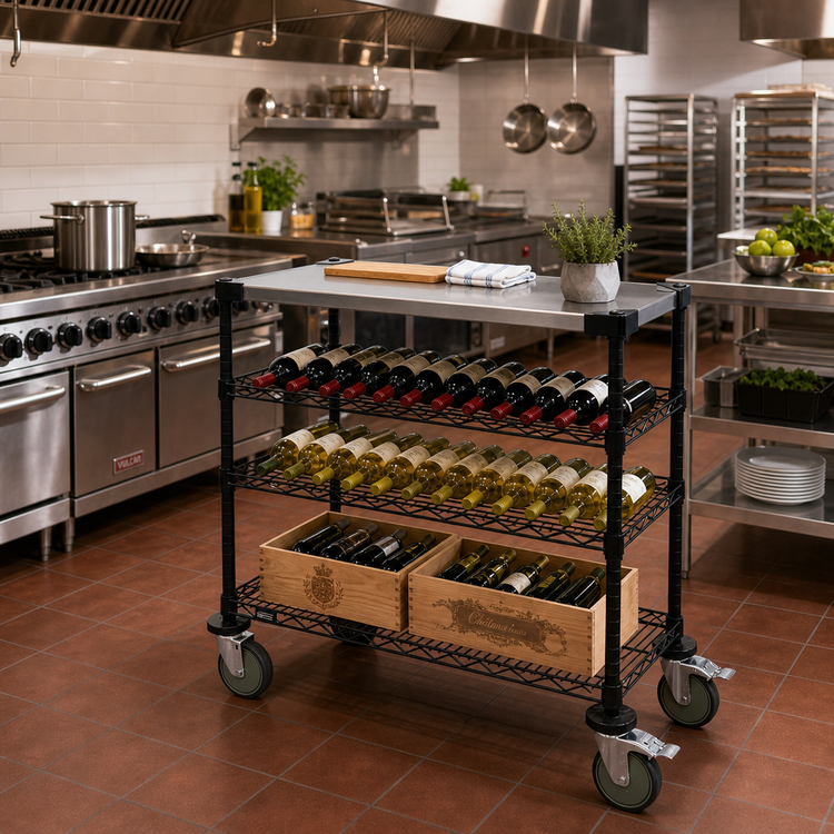 Product image #2 for Quantum 36-Inch Wine Display/Worktable Cart with 1200 lb Capacity
