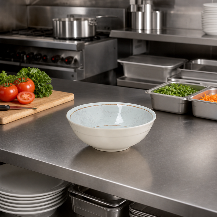 Product image #3 for Grove 20 oz. Round Rimmed Melamine Soup Bowl, 6 Inch, Buff