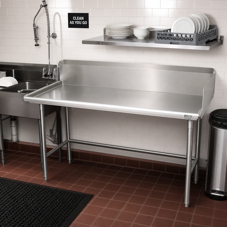 Product image #2 for John Boos Pro-Bowl Straight Clean Dishtable, 84 Inch x 30 Inch, Right-to-Left, 14-Gauge 300 Series Stainless Steel