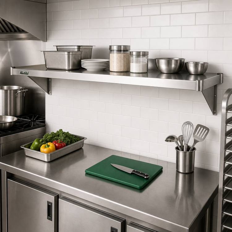 Product image #2 for Eagle Group 54" x 24" Solid 304 Stainless Steel Shelf with Marine Edge