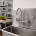 Thumbnail image #2 for Advance Tabco Heavy-Duty Lead-Free Splash Mount Faucet with 6-Inch Gooseneck Spout, 8-Inch O.C., and Wrist Blade Handles