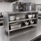 Thumbnail image #2 for John Boos 4DCO6-1560 60-Inch x 15-Inch Open Front Stainless Steel Dish Cabinet with Mid-Shelf