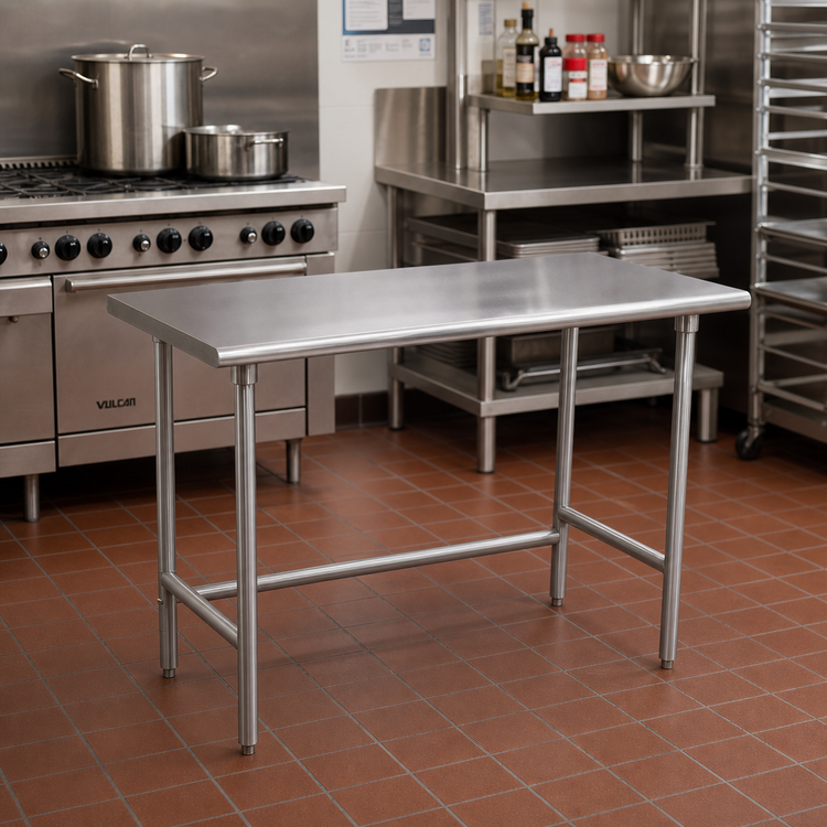 Product image #2 for Advance Tabco Special Value Series 48 Inch x 30 Inch 16-Gauge 304 Stainless Steel Work Table with Open Base