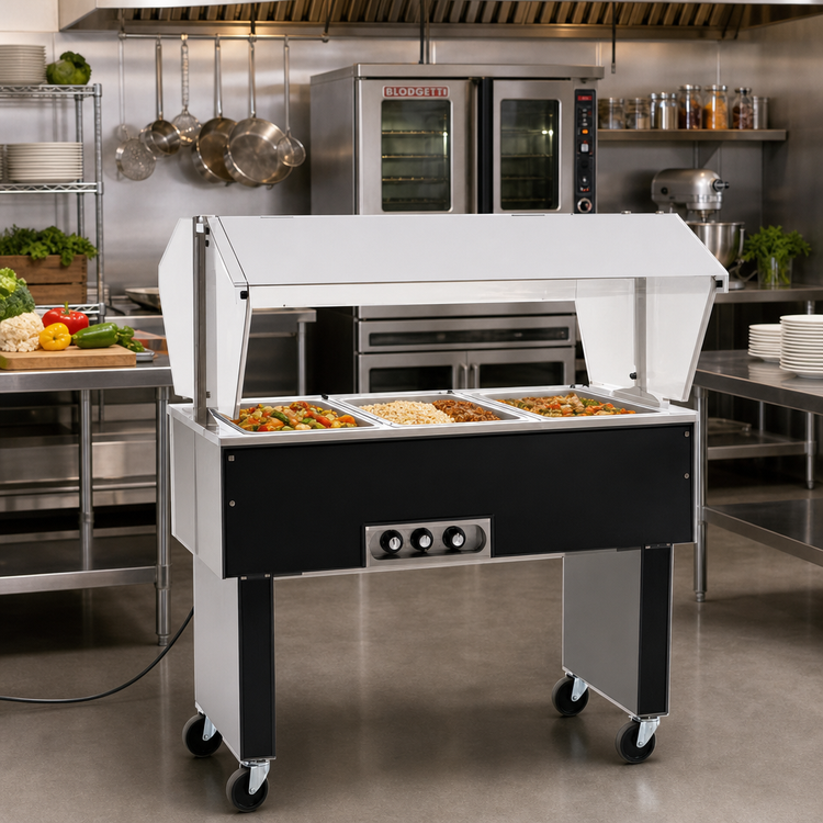 Product image #2 for Eagle Service Mate Deluxe Portable 4-Well Buffet Hot Food Table, Stainless Steel Top, 240V, 3-Phase