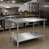 Thumbnail image #2 for John Boos Stallion 48-Inch x 30-Inch Stainless Steel Top Work Table with Galvanized Legs and Adjustable Undershelf