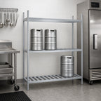 Thumbnail image #2 for Advance Tabco Special Value Series KR-42-X Aluminum Keg Rack, 4-Keg Capacity, 3 Adjustable Shelves, 42 x 20 x 76 Inches