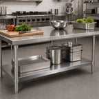 Thumbnail image #2 for John Boos SSK6-3624 Commercial Work Table Undershelf, 24 x 36 Inch, 16-Gauge 300 Series Stainless Steel