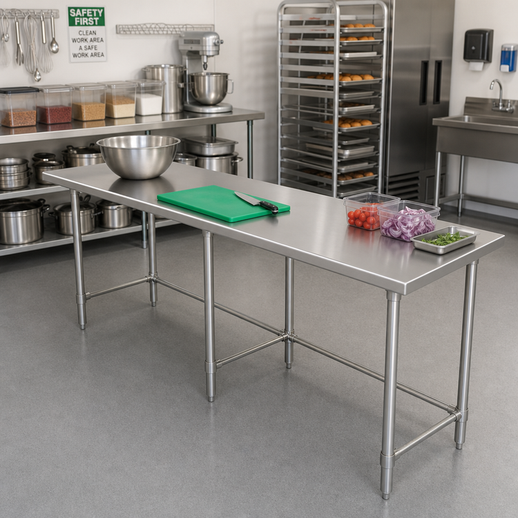 Product image #2 for Sapphire Manufacturing 84" x 18" Stainless Steel Reinforced Work Table with Open Base