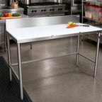 Thumbnail image #2 for John Boos TC104 36 x 36 Inch Reversible 3/4 Inch Poly Top Trimming Table with 6 Inch Backsplash and Stainless Steel Base