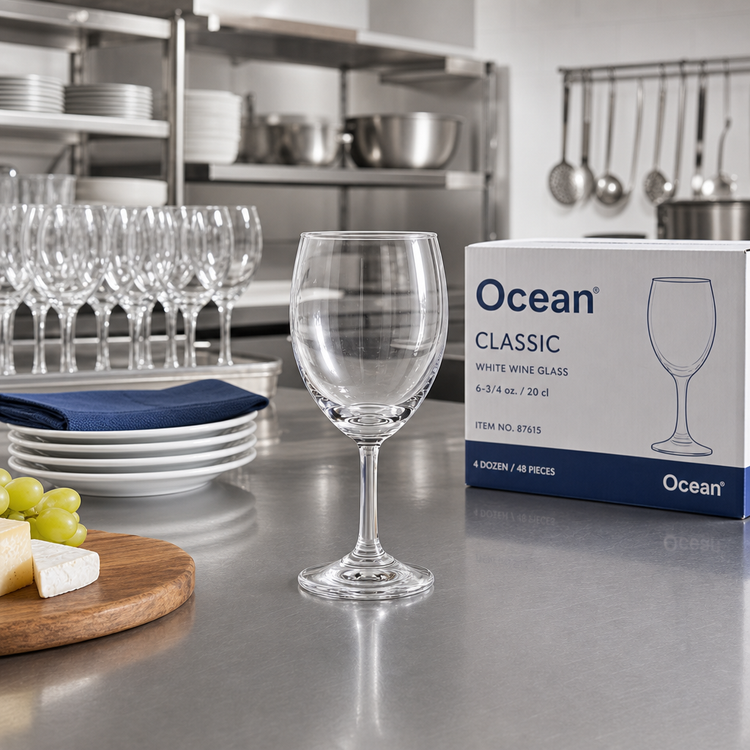 Product image #2 for Ocean Classic Clear Stemmed White Wine Glass, 6-3/4 oz., 4 Dozen Per Case