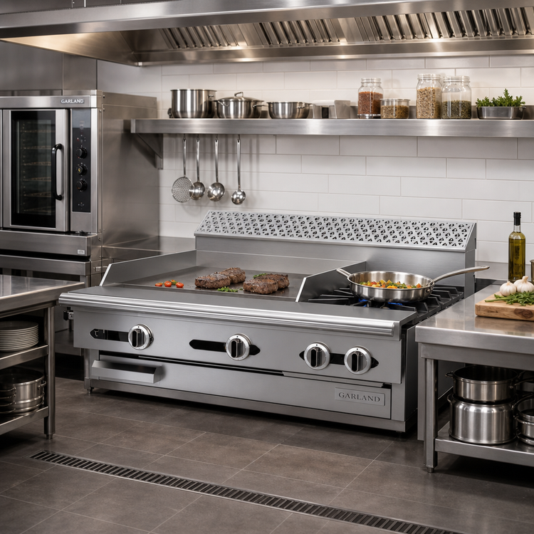 Product image #2 for Garland Cuisine 36-Inch Gas Combination Top Range with 24-Inch Left Griddle and 2 Right Open Burners, Modular Top