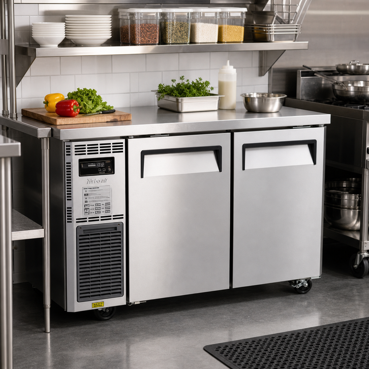 Product image #2 for Turbo Air J Series Narrow Two-Section Side Mount Undercounter Refrigerator, 8.27 Cu. Ft., Stainless Steel