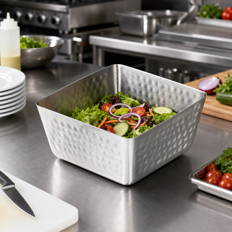 Product image #2 for American Metalcraft 70 oz Square Stainless Steel Hammered Finish Serving Bowl