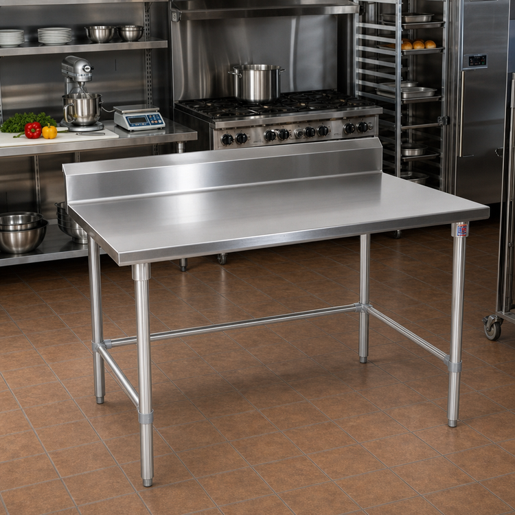 Product image #2 for John Boos Stallion 72-Inch x 24-Inch Stainless Steel Work Table With 5-Inch Backsplash