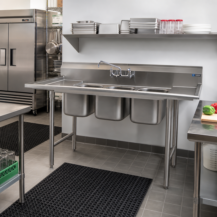 Product image #2 for Eagle Group 72-Inch 3-Compartment Convenience Store Sink with Left and Right Drainboards