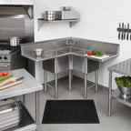 Thumbnail image #2 for John Boos E3BCS-184-2D18 57-Inch 3-Compartment Corner Sink with Dual 18-Inch Drainboards, 18-Gauge 300-Series Stainless Steel, 9-Inch Backsplash