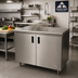 Thumbnail image #2 for Advance Tabco Special Value Series 48 Inch x 24 Inch 16 Gauge 304 Stainless Steel Enclosed Work Table with Cabinet Base and Hinged Doors