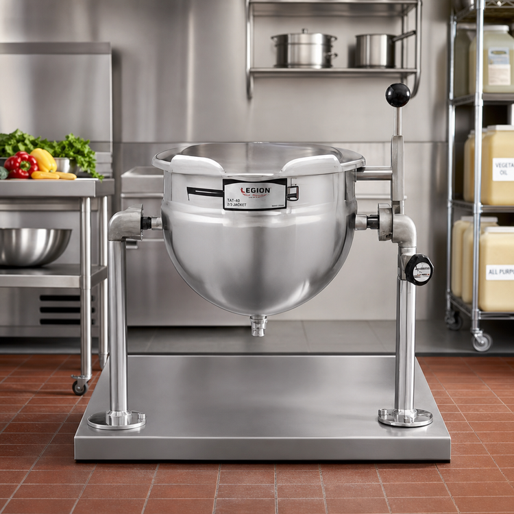 Product image #2 for Legion TAT-40 Tilting Tabletop Direct Steam Kettle, 40 Quart, 2/3 Jacket