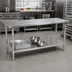 Thumbnail image #2 for John Boos Stallion 120-Inch x 24-Inch Stainless Steel Flat-Top Work Table with Adjustable Undershelf
