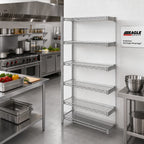 Thumbnail image #2 for Eagle Group A5-86-2424S 5-Tier 24"W x 24"D x 86"H Add-On Wire Shelving Unit, Stainless Steel Finish