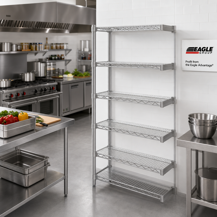 Product image #2 for Eagle Group 5-Tier 24"W x 24"D x 86"H Add-On Wire Shelving Unit, Stainless Steel Finish