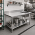 Thumbnail image #2 for 72-Inch Stainless Steel Sink Work Table with Right-Side Sink, Backsplash, and Undershelf