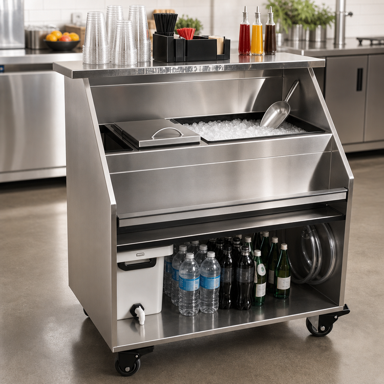 Product image #2 for Glastender Portable Bar for Stackable Cups with Stainless Steel Top, Ice Bin, and Beverage Compartment