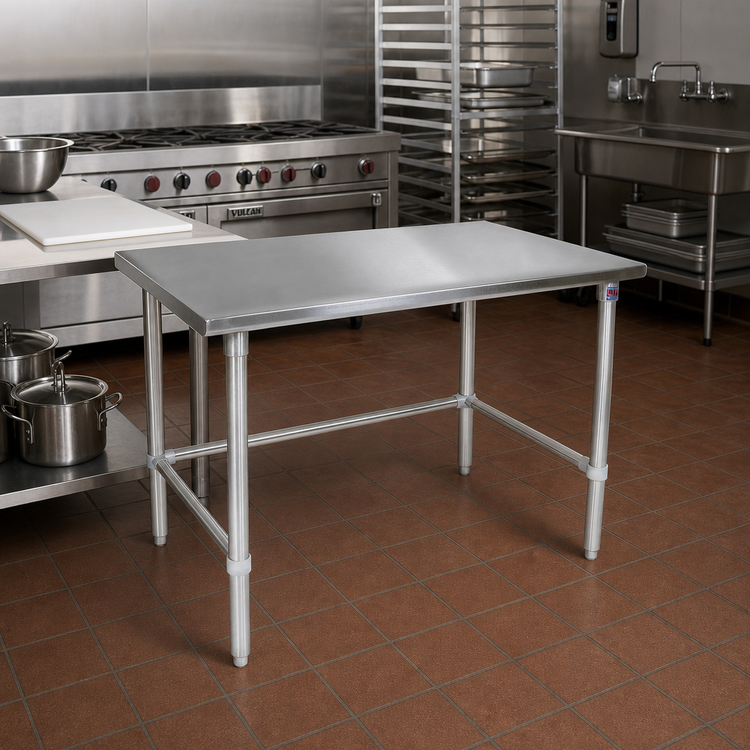 Product image #2 for John Boos Stallion 30" x 24" Stainless Steel Flat Top Work Table with Safety Edge