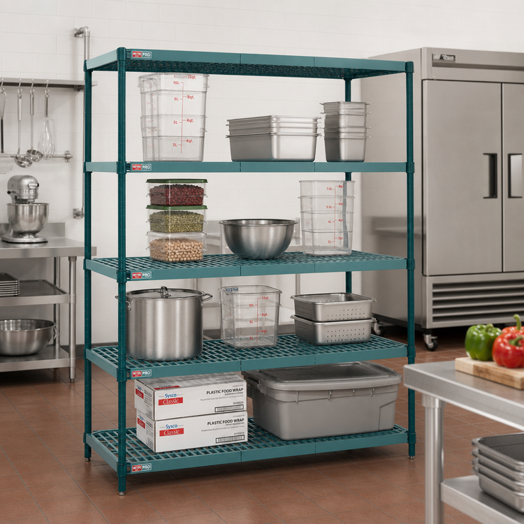 Product image #2 for Metro Super Erecta Pro 18-Inch x 54-Inch x 74-Inch Stationary Polymer Shelving Starter Unit, 4 Shelves, Green
