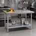 Thumbnail image #2 for Advance Tabco 48 Inch x 36 Inch Flat Top Stainless Steel Work Table with Galvanized Undershelf and Legs