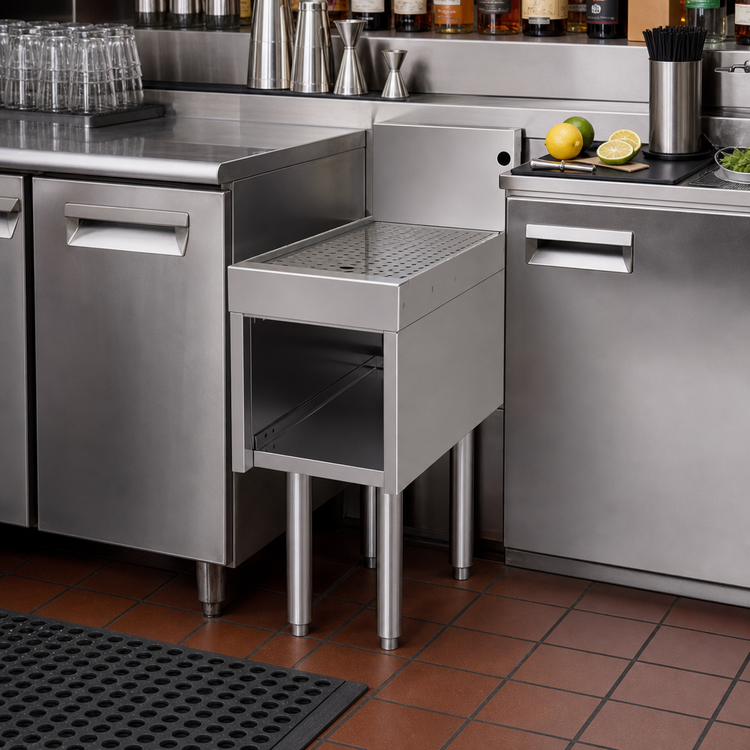 Product image #2 for 12-Inch Wide Underbar Drainboard Half Cabinet, 24-Inch Deep, Open Front, Without Door