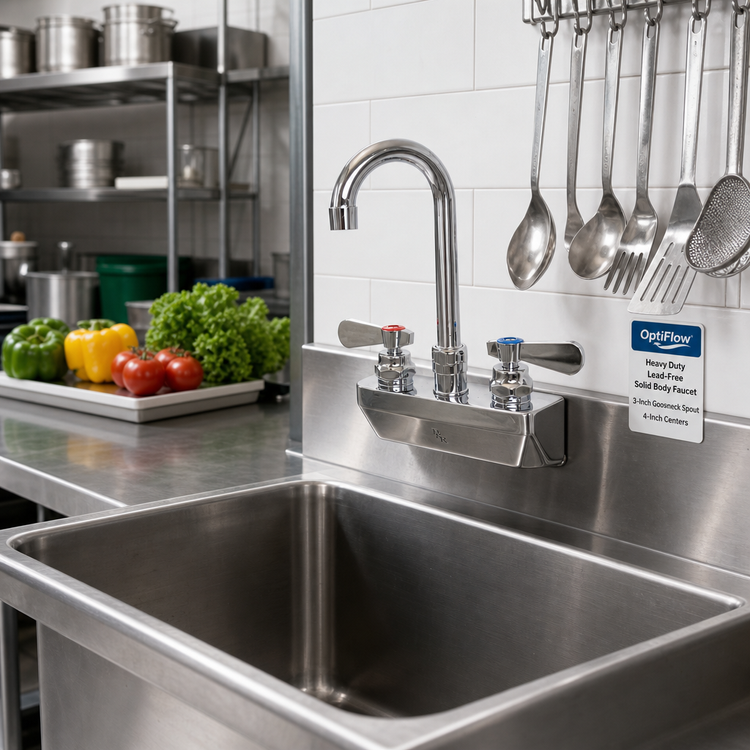 Product image #2 for OptiFlow Heavy Duty Lead-Free Solid Body Faucet with 3-Inch Gooseneck Spout, 4-Inch Centers