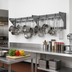 Thumbnail image #2 for Eagle Group 144-Inch Wall-Mount Commercial Aluminum Pot Rack with 24 Double-Pronged Hooks