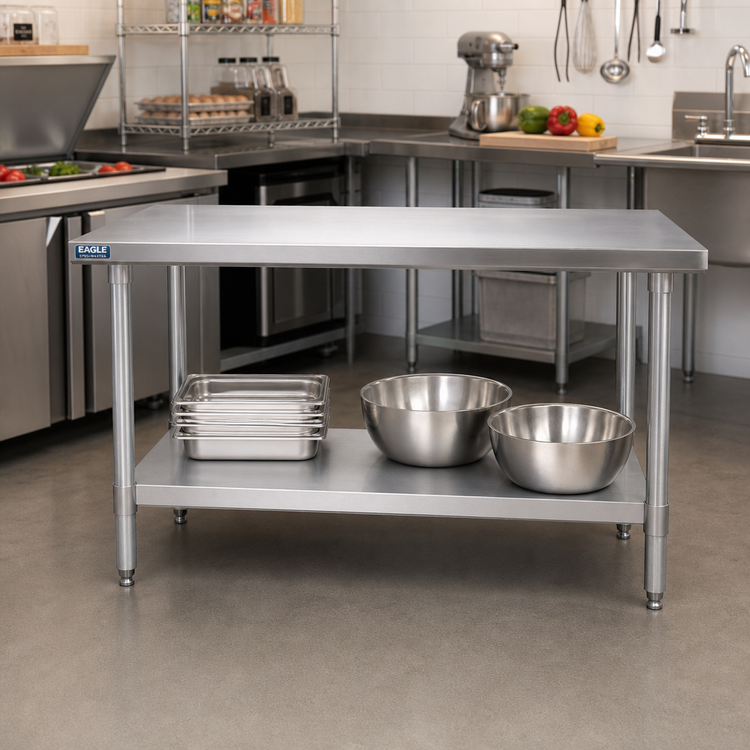 Product image #2 for Eagle Spec-Master Marine Series 48"W x 48"D Stainless Steel Work Table with Adjustable Undershelf